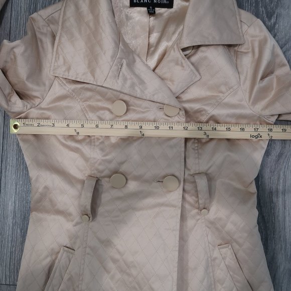 Blanc Noir Trench Coat Womens Quilted Double Breasted Button Down Jacket S - Picture 7 of 16